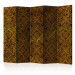 Folding Screen Celtic Treasure II (5-piece) - golden ethnic design in retro style 124093