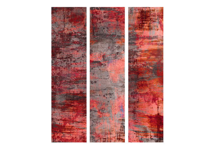 Room Divider Red Metal (3-piece) - composition with irregular texture 124293 additionalImage 3