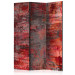 Room Divider Red Metal (3-piece) - composition with irregular texture 124293