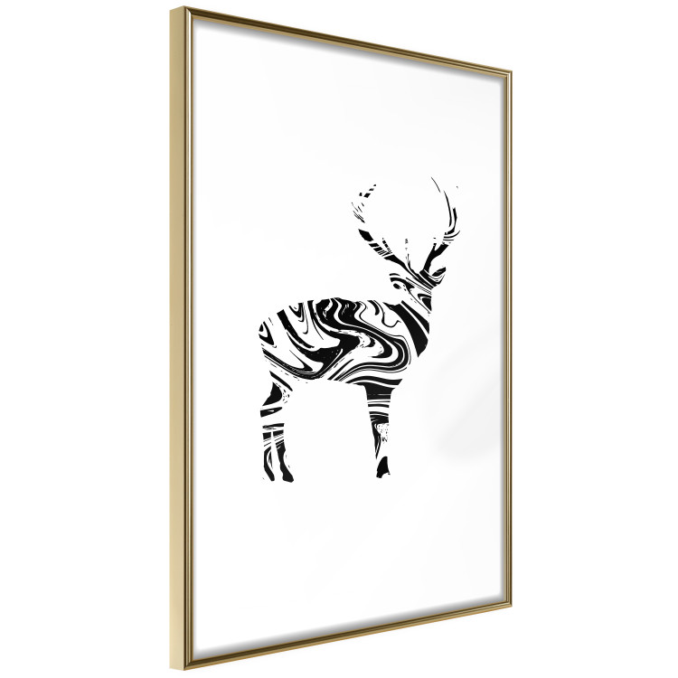 Poster Black and White Deer - abstract black waves forming the shape of a deer 125093 additionalImage 8