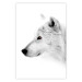 Wall Poster Amber Gaze - portrait of a wolf with a yellow eye on a white background 126293