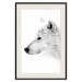Wall Poster Amber Gaze - portrait of a wolf with a yellow eye on a white background 126293 additionalThumb 19
