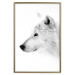 Wall Poster Amber Gaze - portrait of a wolf with a yellow eye on a white background 126293 additionalThumb 21