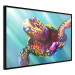 Poster Colorful Turtle - abstract multicolored animal on a blue background 127093 additionalThumb 11