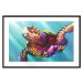 Poster Colorful Turtle - abstract multicolored animal on a blue background 127093 additionalThumb 15
