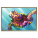 Poster Colorful Turtle - abstract multicolored animal on a blue background 127093 additionalThumb 17