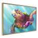 Poster Colorful Turtle - abstract multicolored animal on a blue background 127093 additionalThumb 12