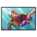 Poster Colorful Turtle - abstract multicolored animal on a blue background 127093 additionalThumb 16