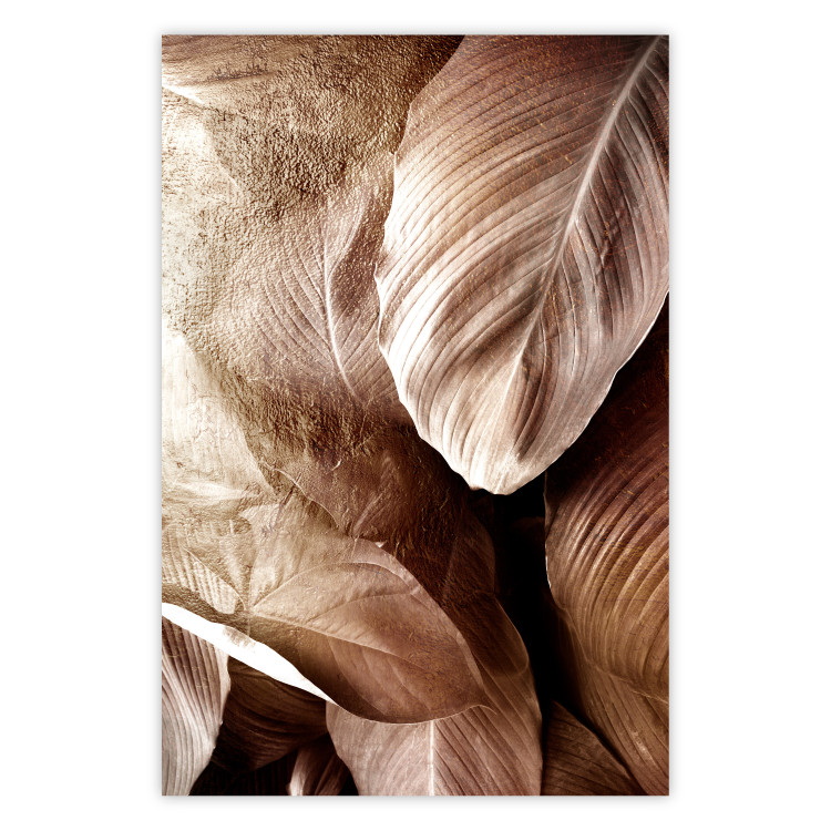 Poster Golden Rustle - composition of brown leaves with distinct texture 127393