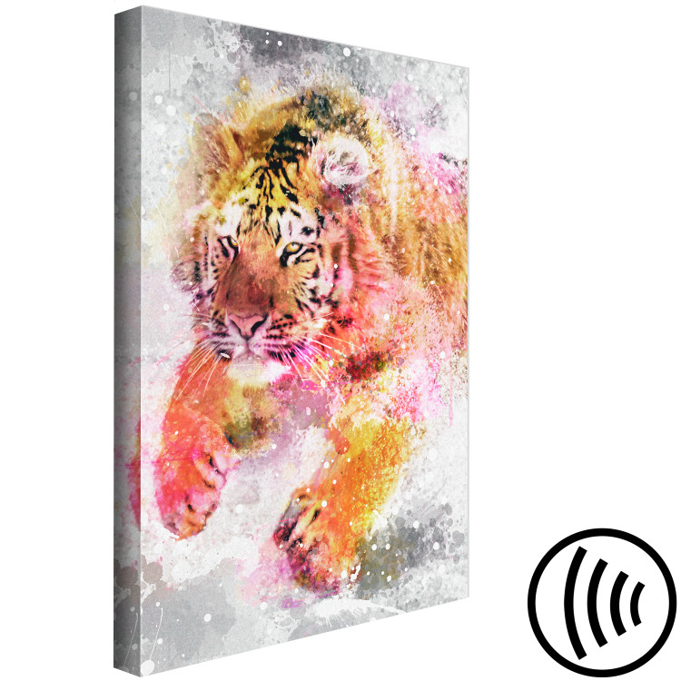 Canvas Print Running Tiger (1-part) vertical - animal with colorful additions 127793 additionalImage 6