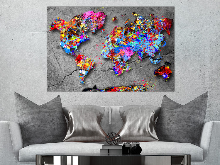 Canvas Art Print Colorful Variations (1-part) wide - abstract world map 128393 additionalImage 3