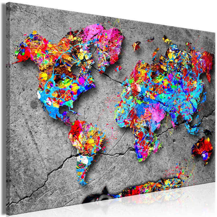 Canvas Art Print Colorful Variations (1-part) wide - abstract world map 128393 additionalImage 2