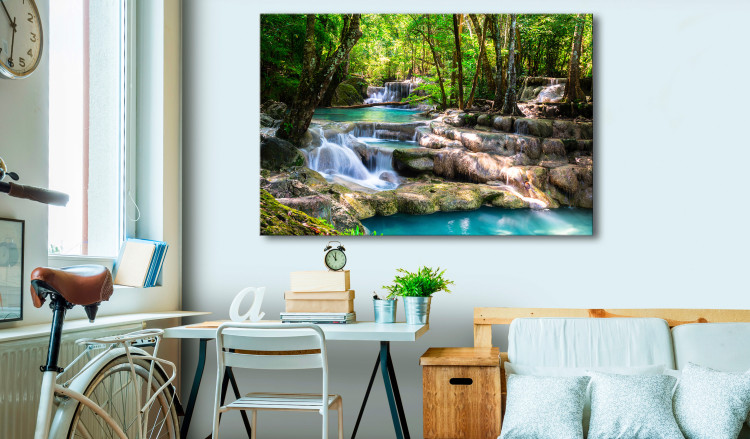 Large canvas print Nature: Forest Waterfall [Large Format] 128693 additionalImage 5