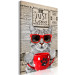 Canvas Cat with Coffee (1-part) vertical - abstract animal in glasses 129093 additionalThumb 2