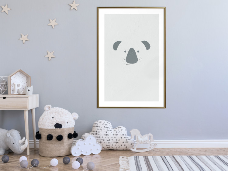 Poster Smiling Koala - animal with a funny face on a solid gray background 130693 additionalImage 15