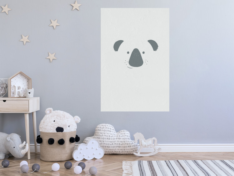 Poster Smiling Koala - animal with a funny face on a solid gray background 130693 additionalImage 6