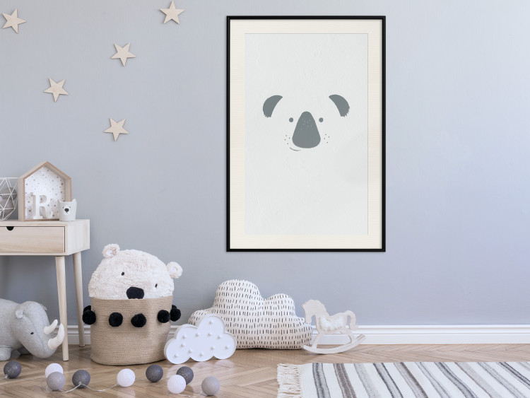 Poster Smiling Koala - animal with a funny face on a solid gray background 130693 additionalImage 24