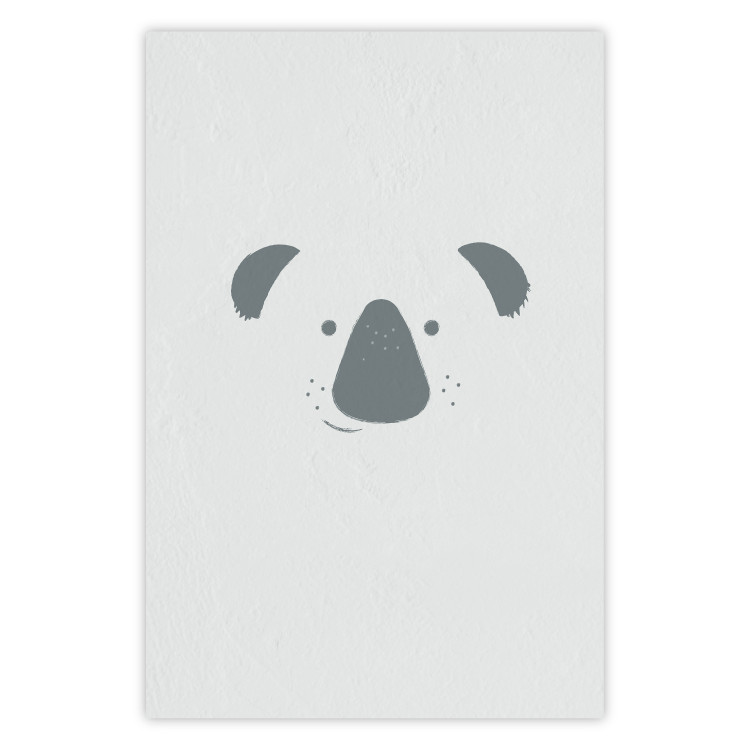 Poster Smiling Koala - animal with a funny face on a solid gray background 130693