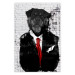 Poster Elegant Rottweiler - abstraction of a dog in a suit on a brick wall 130793