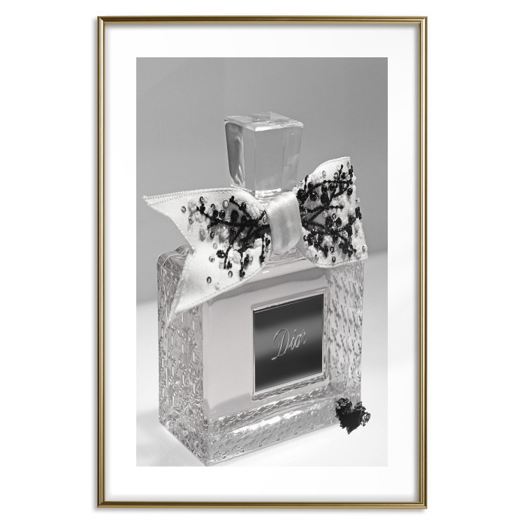 Wall Poster Black Dior - luxury glass perfume bottle with ribbon on a white background 131993 additionalImage 14
