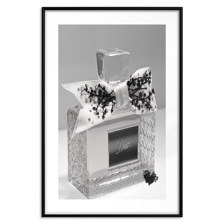 Wall Poster Black Dior - luxury glass perfume bottle with ribbon on a white background 131993 additionalImage 15