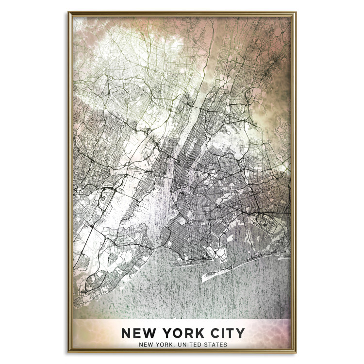 Wall Poster City of Dreams - black and white map of New York with brown details 132093 additionalImage 18