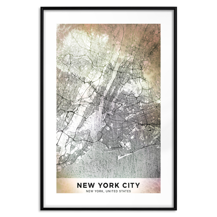 Wall Poster City of Dreams - black and white map of New York with brown details 132093 additionalImage 15