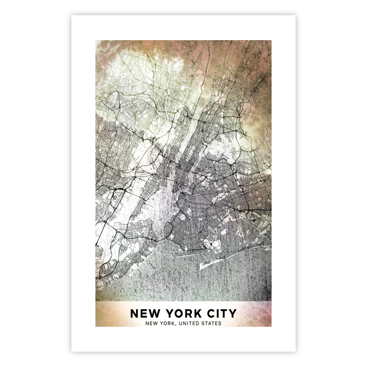 Wall Poster City of Dreams - black and white map of New York with brown details 132093 additionalImage 26