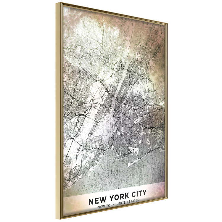 Wall Poster City of Dreams - black and white map of New York with brown details 132093 additionalImage 14