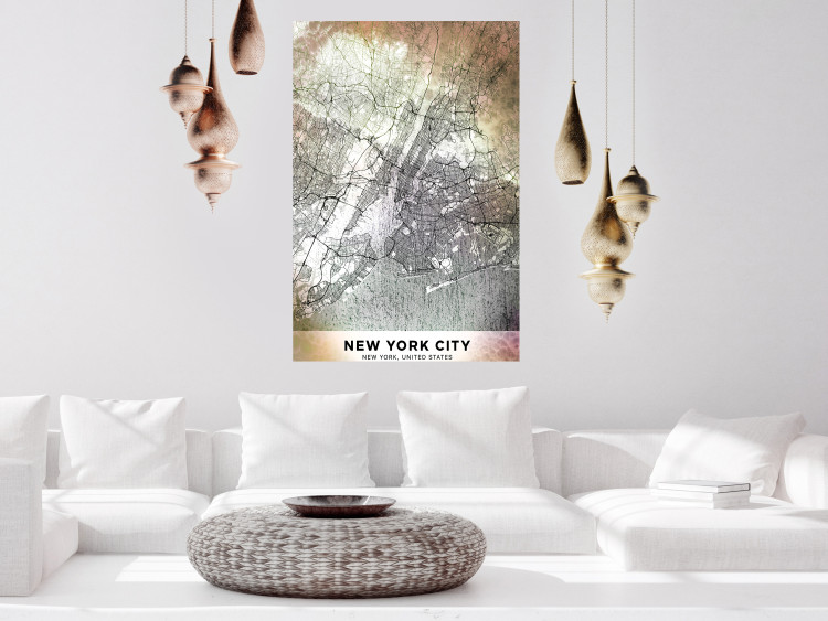 Wall Poster City of Dreams - black and white map of New York with brown details 132093 additionalImage 4
