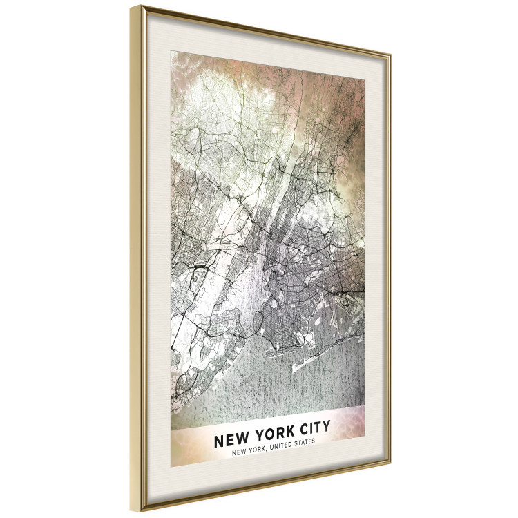 Wall Poster City of Dreams - black and white map of New York with brown details 132093 additionalImage 3
