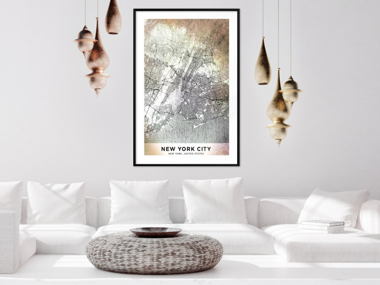 Wall Poster City of Dreams - black and white map of New York with brown details 132093 additionalImage 14