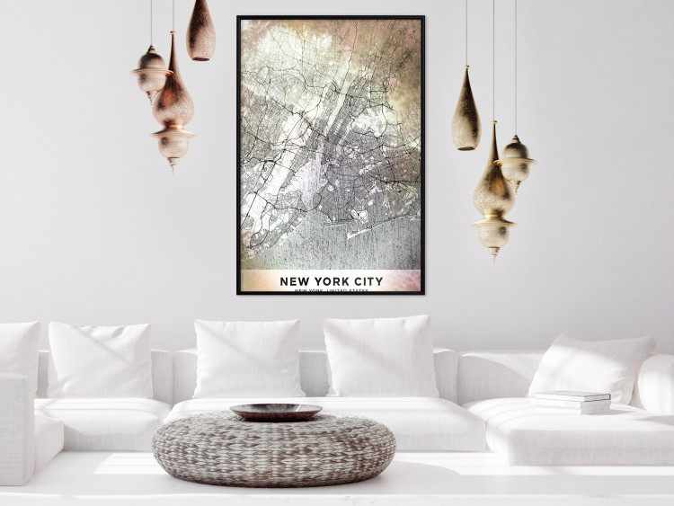 Wall Poster City of Dreams - black and white map of New York with brown details 132093 additionalImage 4
