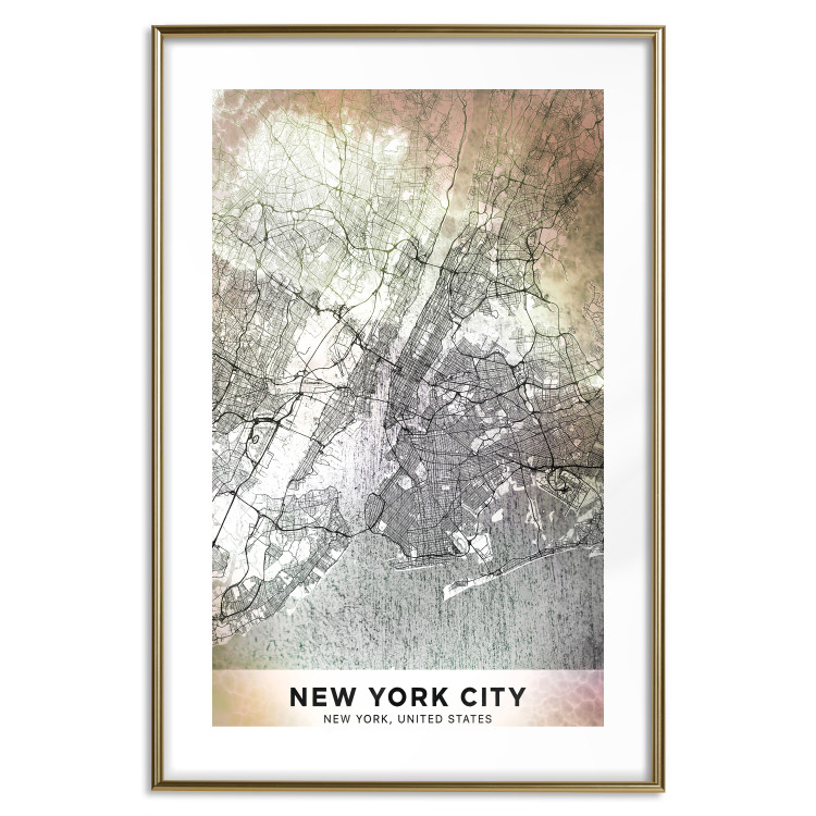Wall Poster City of Dreams - black and white map of New York with brown details 132093 additionalImage 16