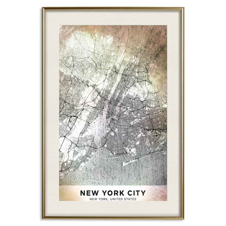 Wall Poster City of Dreams - black and white map of New York with brown details 132093 additionalImage 21