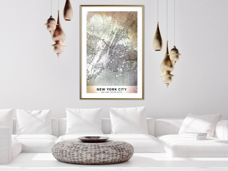 Wall Poster City of Dreams - black and white map of New York with brown details 132093 additionalImage 15