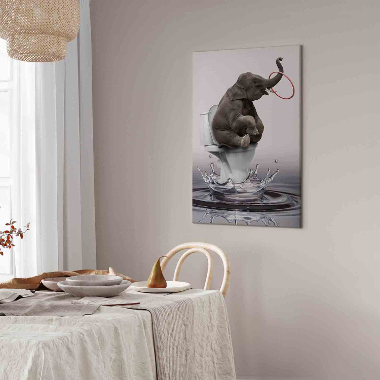 Canvas Print Surfing (1-piece) Vertical - fantasy elephant surfing in water 132193 additionalImage 11