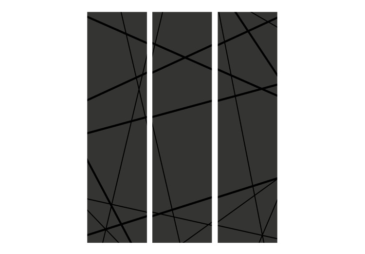 Folding Screen Dark Intersection (3-piece) - geometric abstraction in black 132693 additionalImage 3