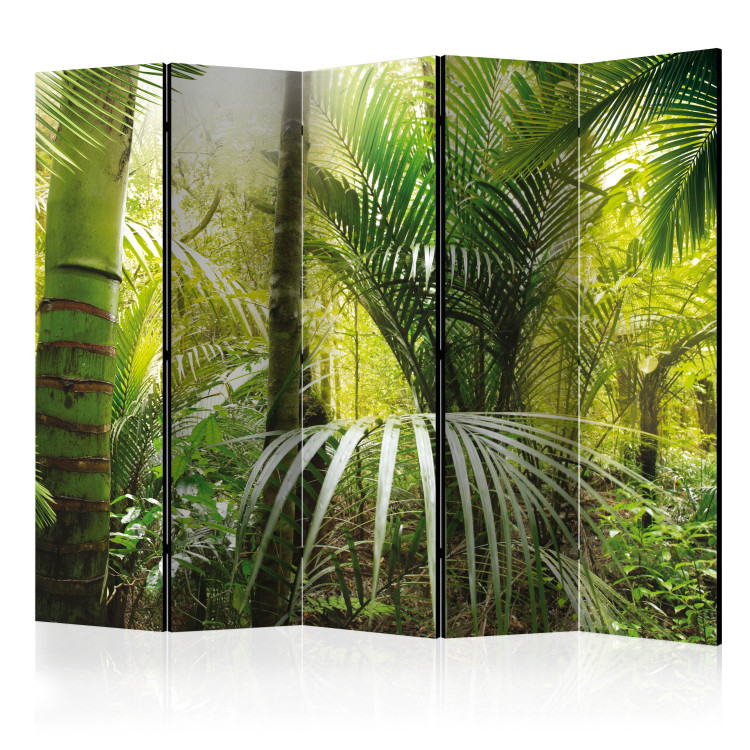 Folding Screen Green Alley II (5-piece) - composition with palm trees amidst the jungle 132993