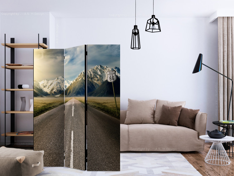Room Separator Long Road (3-piece) - asphalt road and snowy mountains in the background 133193 additionalImage 4