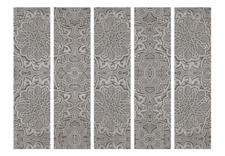 Folding Screen Oriental Ornament II (5-piece) - ethnic Mandalas on gray background 133293 additionalImage 3
