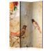 Room Separator Bonjour (3-piece) - composition with flowers and animals against inscriptions 133393