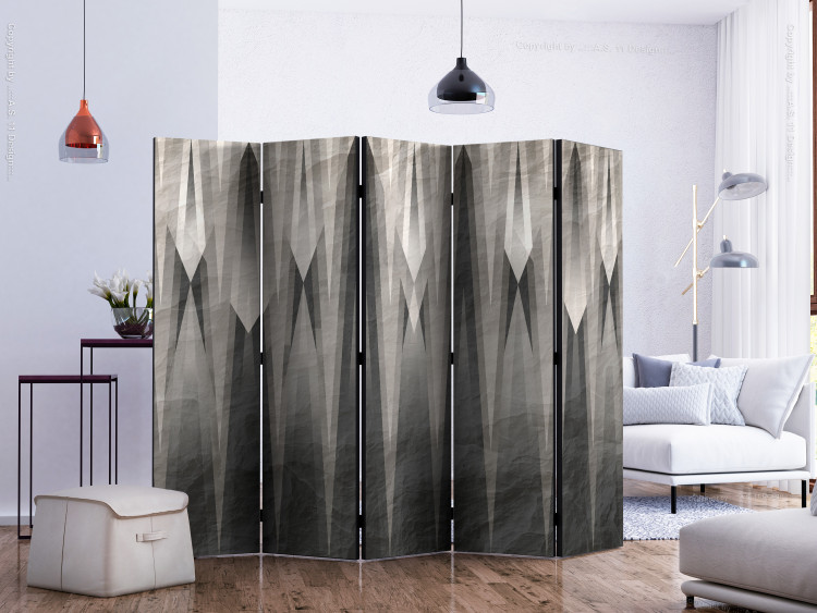 Room Divider Screen Gray Citadel II - texture with abstract gray patterned figures 133593 additionalImage 2