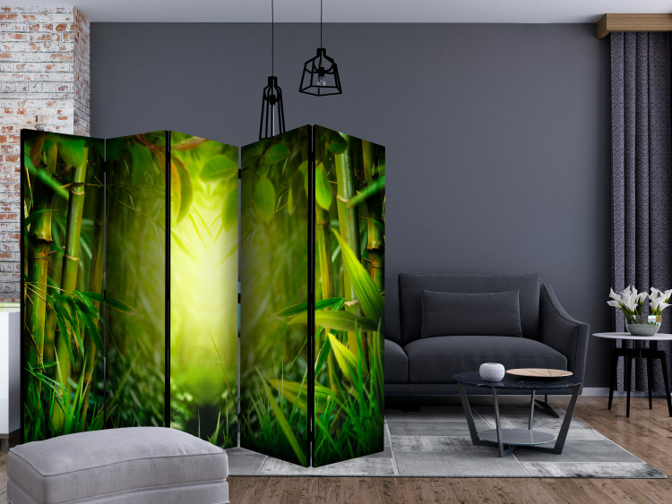 Folding Screen Forest Fairy II - green landscape of bamboo forest with bright light 133993 additionalImage 4