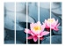Folding Screen Lotus Blossoms II (5-piece) - pink lotus flowers on water 134193 additionalThumb 3