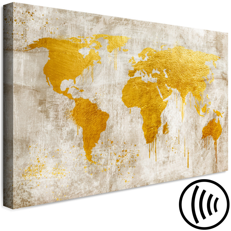 Canvas Art Print Golden Continents (1-piece) Wide - world map in retro style 134393 additionalImage 6