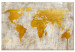 Canvas Art Print Golden Continents (1-piece) Wide - world map in retro style 134393