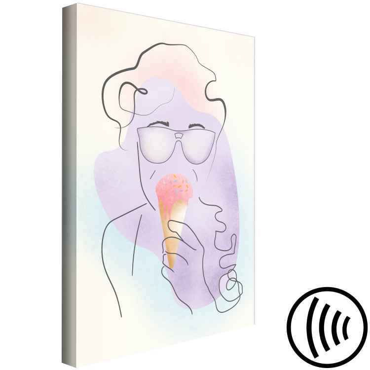 Canvas Art Print Ice cream with sprinkle - abstraction with blue background 134993 additionalImage 6