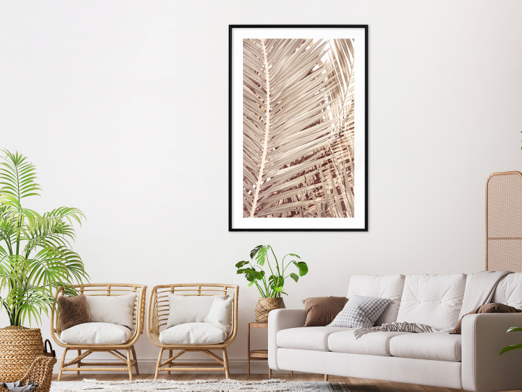 Wall Poster Beige Palm - composition of tropical palm leaves in golden hue 135293 additionalImage 9