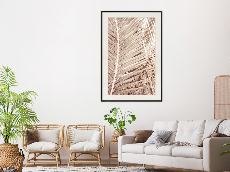 Wall Poster Beige Palm - composition of tropical palm leaves in golden hue 135293 additionalImage 7